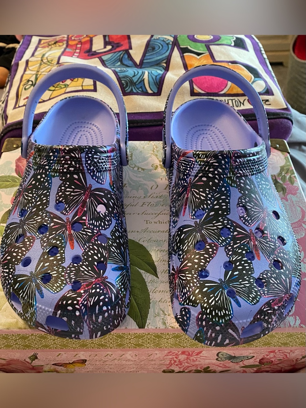 CROCS Purple Butterfly Printed Clogs